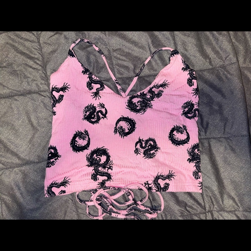 Pink Dragon Tie Back Top